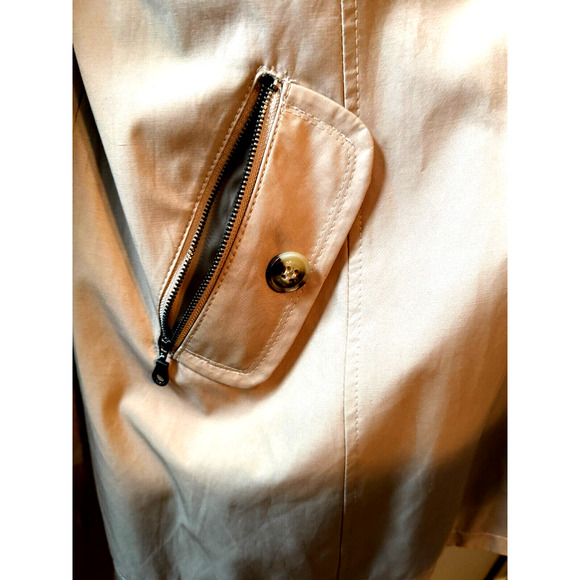 DKNY Womens Size 1X Khaki Trench Coat Button Front Lined Long Sleeve Jacket - Picture 6 of 9